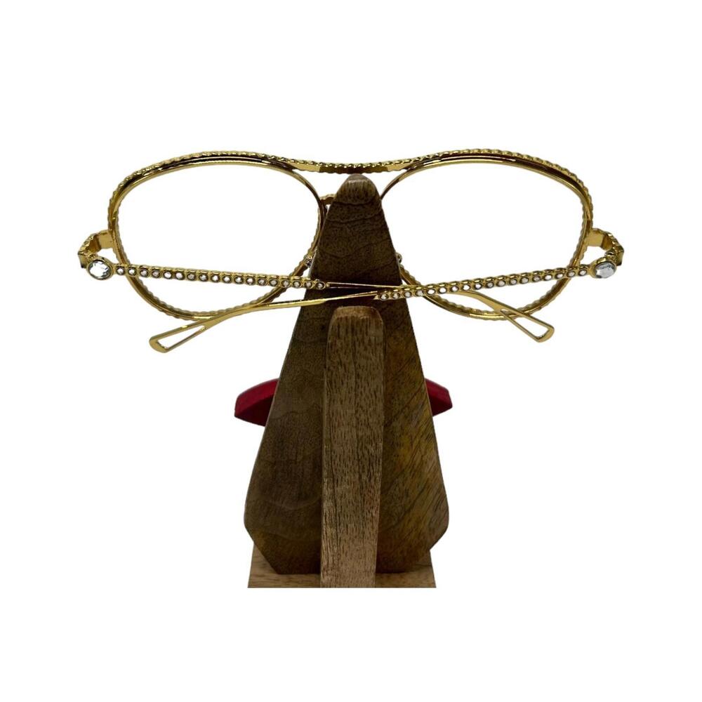 Women Decorative Rhinestone Clear Lens Eyeglasses Gold toned - Picture 8 of 8